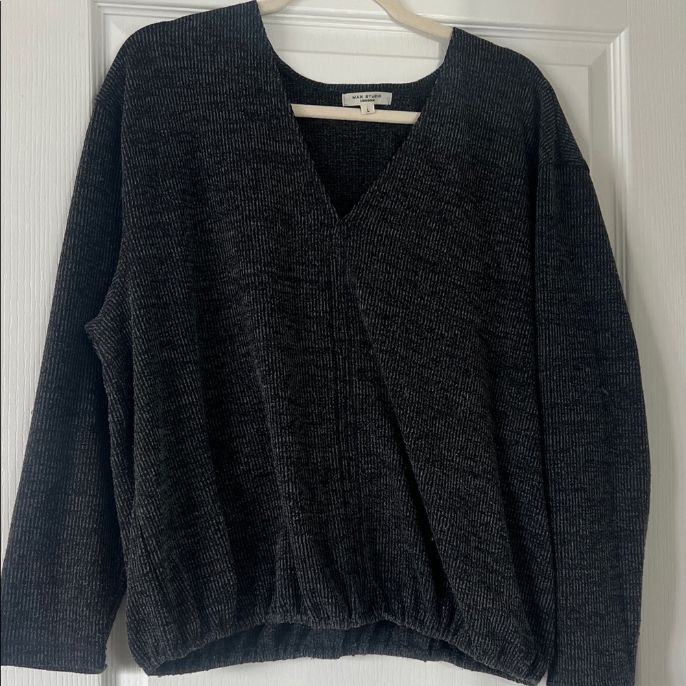 Max Studio Black V-Neck Top